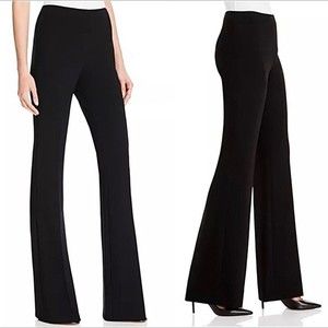 Theory Clean Flare Wide Leg Pants Black Crepe Flat Front 8